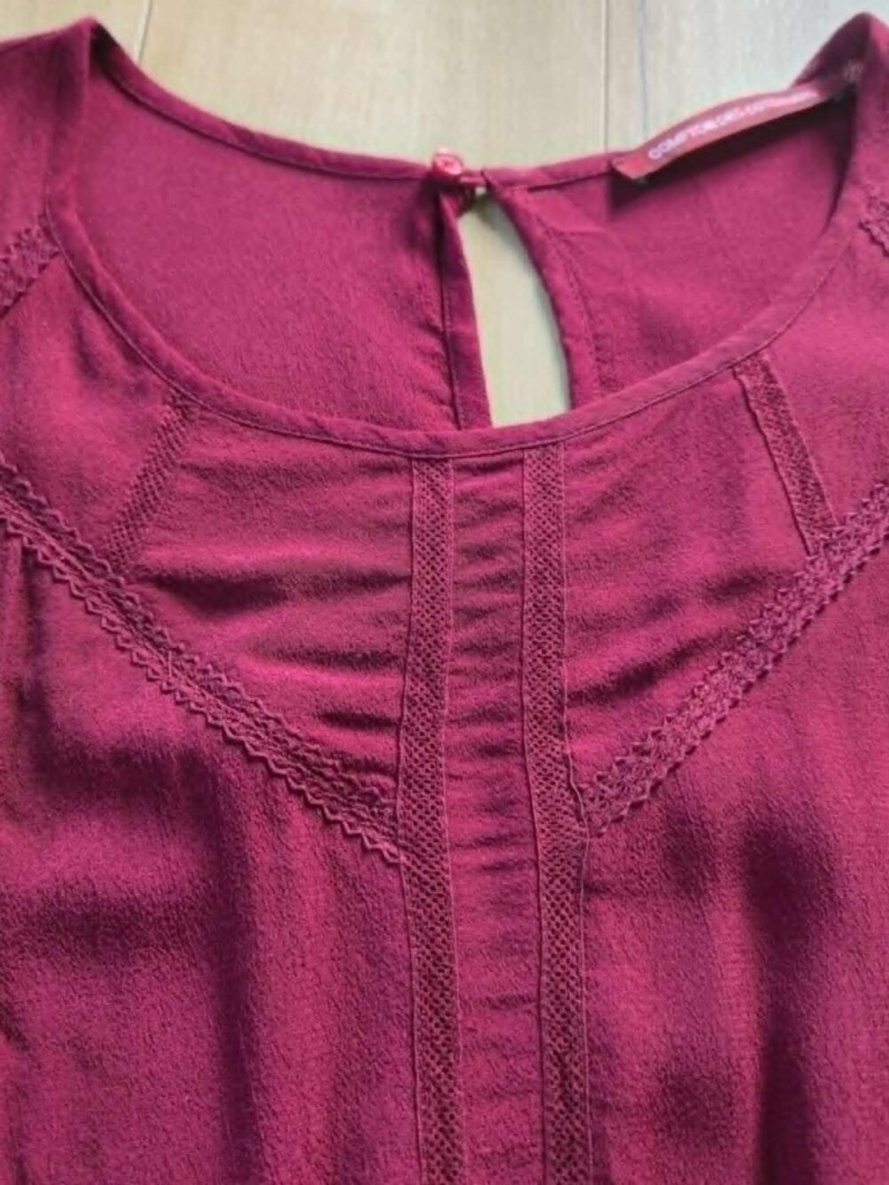 French Comptoir des Cotonniers Burgundy Boho Midi Dress XS 100% Viscose - Picture 11 of 16
